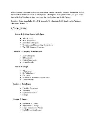 core java online traininng in hyderabad