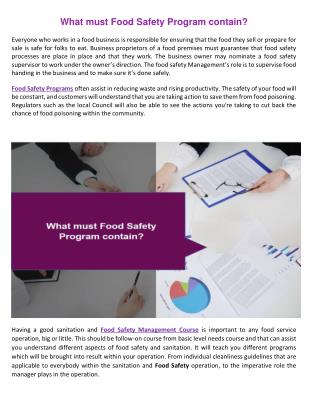 What must Food Safety Program contain?