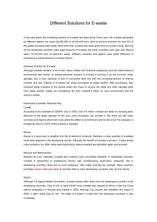 Different Solutions for E-waste