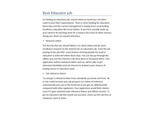 Best Educator job