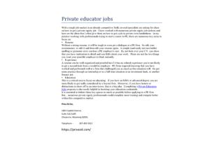 Private educator jobs