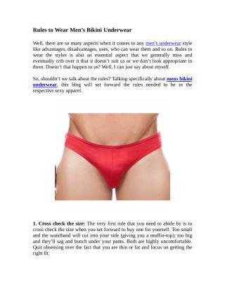 Rules to Wear Men’s Bikini Underwear