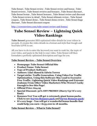 Tube Sensei review- Tube Sensei $27,300 bonus & discount
