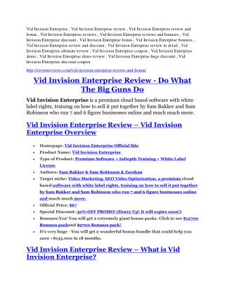 Vid Invision Enterprise Reviews and Bonuses-- Vid Invision Enterprise