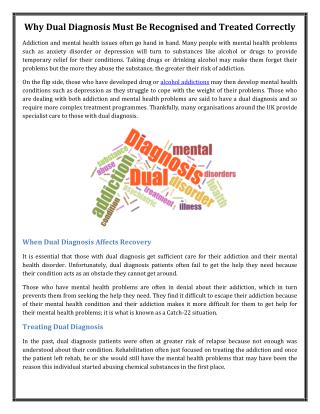 Why Dual Diagnosis Must Be Recognised and Treated Correctly