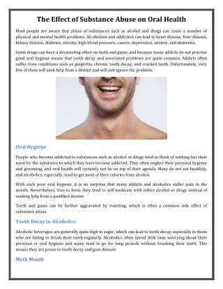The Effect of Substance Abuse on Oral Health