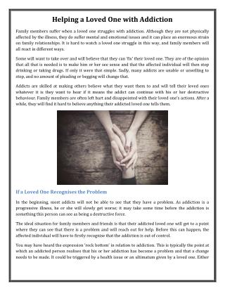 Helping a Loved One with Addiction
