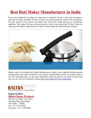 Best Roti Maker Manufacturer in India