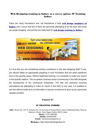 Learn Web design training in Indore at IT Training Indore