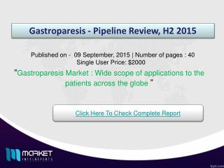 Gastroparesis Market: Drug discovery patent for gastroparesis is making drug companies invest in R&D extensively.