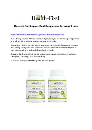 Garcinia Cambogia – Best Supplement for weight loss