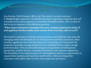 Warrantech Featured In The March Issue of Dealerscope Magazine
