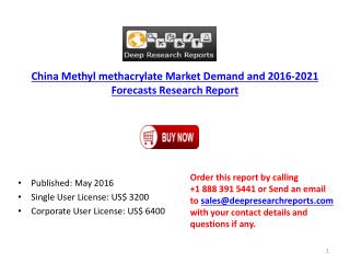Methyl methacrylate Market 2016 Key Manufacturers and Demand Analysis