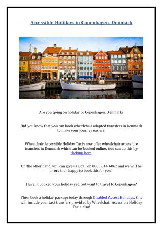 Accessible Holidays in Copenhagen, Denmark