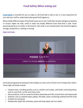 Food Safety When eating out