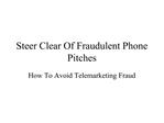 Steer Clear Of Fraudulent Phone Pitches