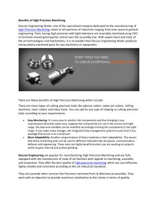 Benefits of High Precision Machining