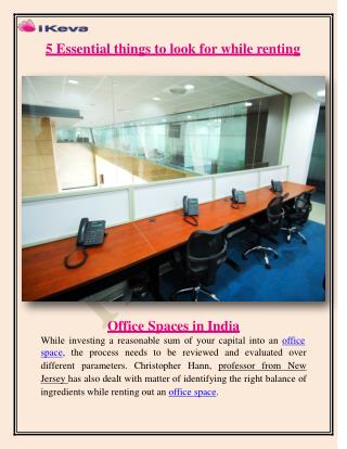 5 Essential things to look for while renting Office Spaces in India