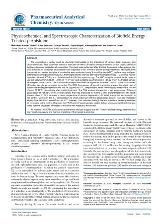 Physicochemical and Spectroscopic Characterization of Biofield Energy Treated p-Anisidine