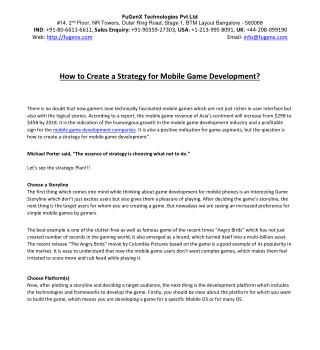 Strategy for Mobile Game Development