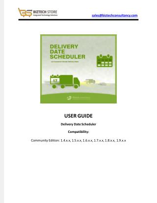 Delivery Date Scheduler Magento Extension - User Guide