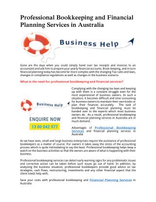Professional Bookkeeping and Financial Planning Services in Australia