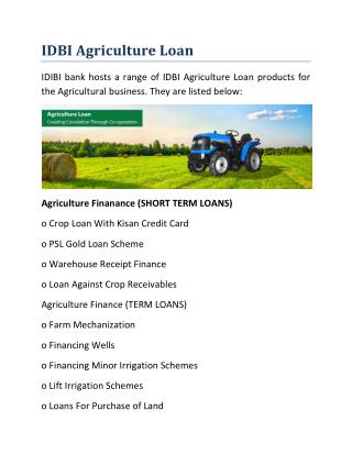 Agriculture Loan