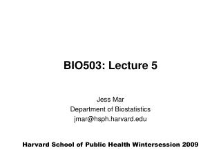 BIO503: Lecture 5