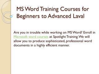 MS Word Training Courses for Beginners to Advanced Laval