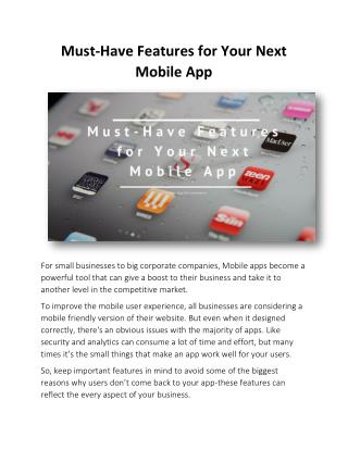 Must-Have Features for Your Next Mobile App