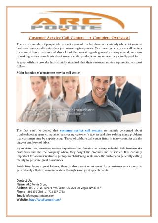 Customer Service Call Centers – A Complete Overview!