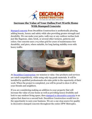 Increase the Value of Your Dallas/Fort Worth Home With Stamped Concrete