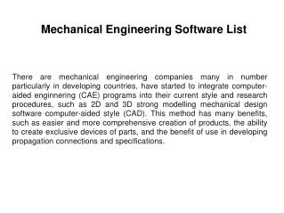 Mechanical Engineering software list