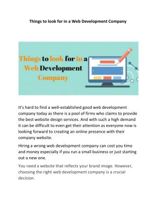 Things to look for in a Web Development Company.
