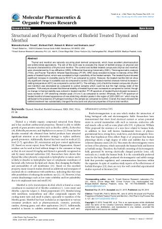 Biofield | Structural, Physical Properties of Thymol & Menthol