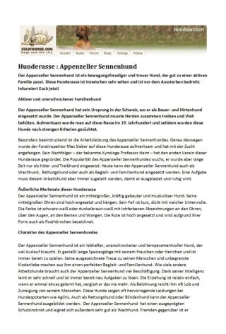 Hunderasse Appenzeller Sennenhund