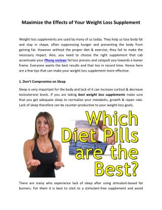 Maximize the Effects of Your Weight Loss Supplement