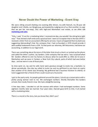 Never Doubt the Power of Marketing - Event Xray