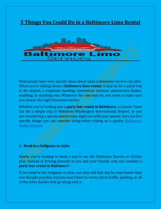 5 Things You Could Do in a Baltimore Limo Rental