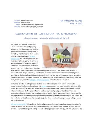 SELLING YOUR INHERITED NJ PROPERTY: “WE BUY HOUSES NJ”