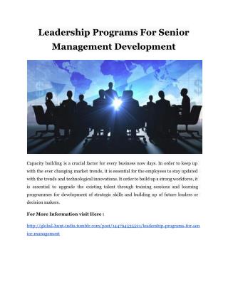 Leadership Programs For Senior Management Development