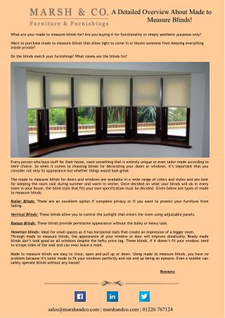 A Detailed Overview About Made to Measure Blinds
