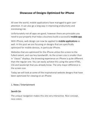Showcase of Designs Optimized for iPhone