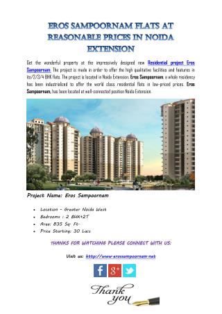 Eros Sampoornam Flats at Reasonable Prices in Noida Extension