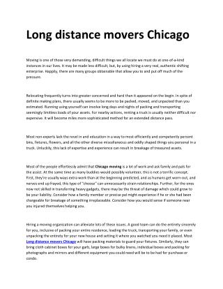 Long distance movers Chicago