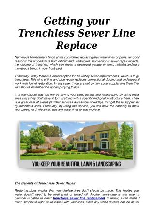 Getting your Trenchless Sewer Line Replace