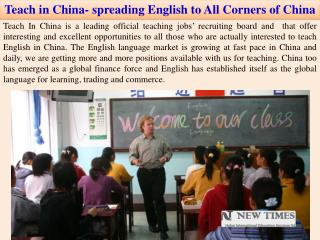 Teach in China- spreading English to All Corners of China
