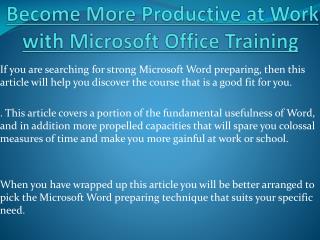 Become More Productive at Work with Microsoft Office Training