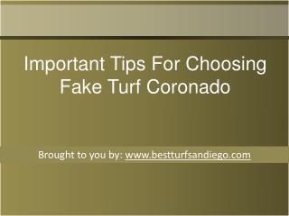 Important Tips For Choosing Fake Turf Coronado