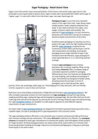 Sugar Packaging – Retail Sector View